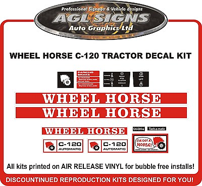 WHEEL HORSE C 120 AUTOMATIC TRACTOR DECAL SET reprocduction C $69.99