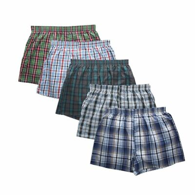 3 Pack Boxer Shorts Men Trunk Plaid Checker Trunk Shorts Underwear Lot Cotton $12.68