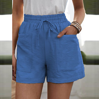 #ad Shorts Solid Color Soft High Waist Drawstring Loose Shorts All Match $14.44
