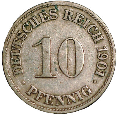 #ad Germany Empire 10 Pfennig 1901 D Wilhelm II KM# 12 $7.20
