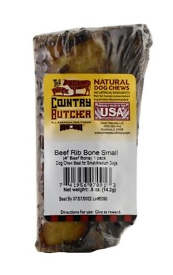 #ad The Country Butcher 7071 4quot; Beef Rib Bone Small Dog Natural Chew Treat 1 Count $11.23