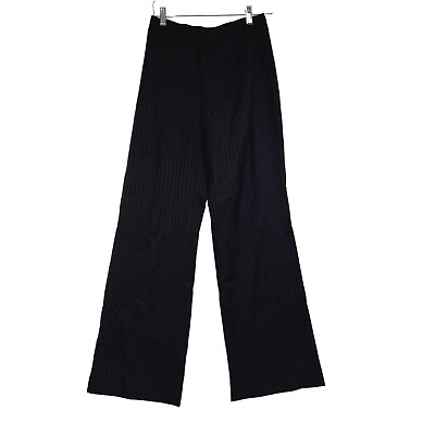 #ad Banana Republic Women#x27;s Black Pinstripe Camden Wool Trouser Pants Wide Leg 2 $29.99