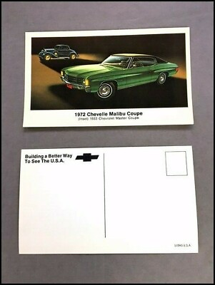 #ad 1972 Chevrolet Chevelle Malibu Vintage 1 page Car Photo Post Card Postcard $6.84