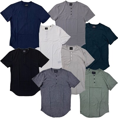#ad Cuts Clothing Men#x27;s Elongated Hem Henley Signature Fit 4 Way Stretch Tee T Shirt $27.99