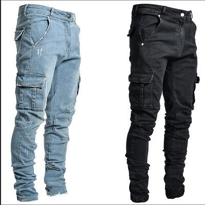 #ad Men Ripped Chic Fashion Skinny Slim Jeans Stretch Trousers Denim Casual Pants $30.50
