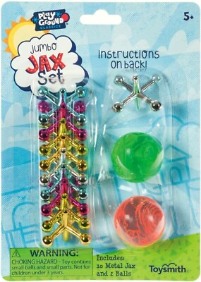 #ad Toysmith Jumbo Jax Set Double Ball Metallic Style Jacks NEW $6.99