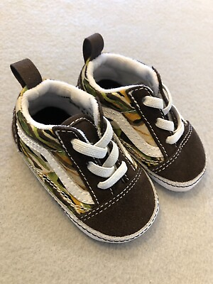 #ad Vans Crib Shoes Baby Size 3 New Old Skool Painted Camo Soft Sole Booties $19.99