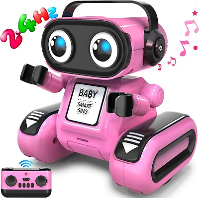 #ad Smart Robot Toys for Girls 4 10with LED Eyes Auto Demo Pink Robot $26.99