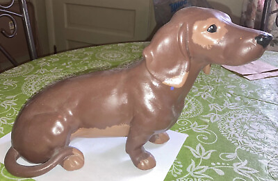 #ad Ceramic Beautiful Color Dachshund Dog 14 inch length Nicely Made $22.00
