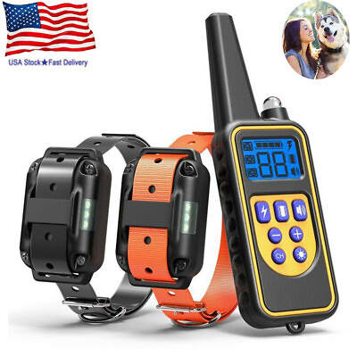#ad Dog Shock Collar With Remote Waterproof For 2 Large Pet Training IP67 880 Yards $35.14
