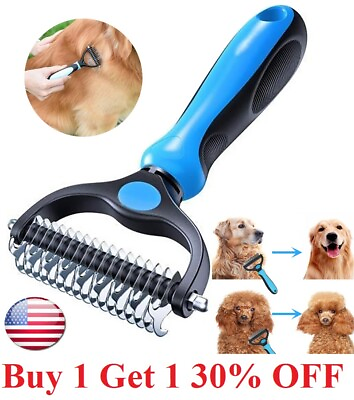 #ad Pet Grooming Brush 2 Sided Undercoat Dog Cat Shedding Comb Tool Pets NEW $8.89