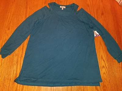 #ad Nwt Womens Kenneth Cole Reaction Cold Shoulder Top Lyons Blue 2XL XXL $85 $15.96