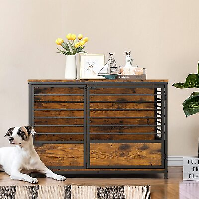 #ad Dog Crate Furniture Wooden Dog Crate TableDog FurnitureDog Kennel Cage Playpen $118.99