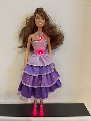 #ad Barbie 2009 Sparkle Lights Purple Princess Light Up Necklace Waist Shoes Working $16.00