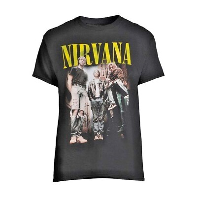 NIRVANA T Shirt Punk Hard Rock David Grohl Kurt Cobain Dyed Black Gray Men#x27;s $10.00