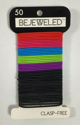 #ad Bejeweled Multi Color Clasp Free Pony Tail Holders 50 pack NEW $9.99