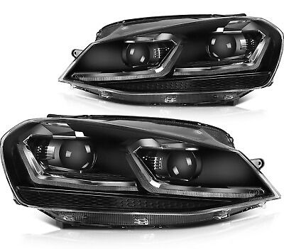 #ad For 2014 2015 Volkswagen Golf MK7 Front Headlights Black Replacement Pair $310.99