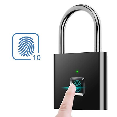 #ad Smart Fingerprint PadlockWaterproof Fingerprint Lock Suitable $10.99