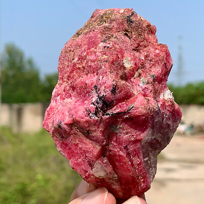 #ad 277G Amazing nature pink Rhodonite raw crystal mineral specimens $107.20