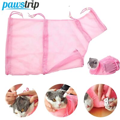 #ad Adjustable Mesh Cat Grooming Bag Anti Scratch Washing Bags for Pet Nail Trimming $8.61
