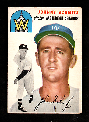 #ad 1954 Topps #33 Johnny Schmitz Washington Senators $7.99