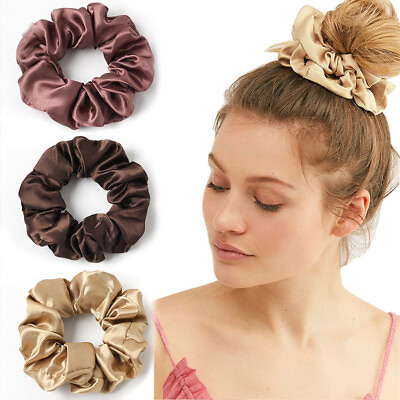 #ad Ladies Elastic Hair Rubber Band Silk Satin Scrunchies Ponytail Holder Hair Tie C $0.99