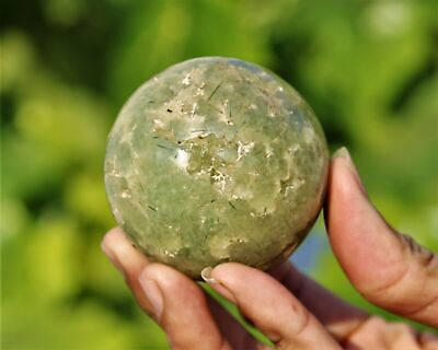 #ad 260g Green Prehnite Ball CrystalHealing Chakra Energy Minerals Gemstone Sphere $42.26