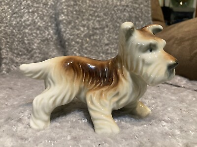 #ad Vintage Scottish Terrier Dog Figurine Brown Standing Porcelain Ceramic Japan 5” $10.99