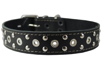 #ad Genuine Leather Studded Dog Collar 26quot;x1.5quot; Black Fits 19quot; 23quot; Neck Large XLarge $33.18