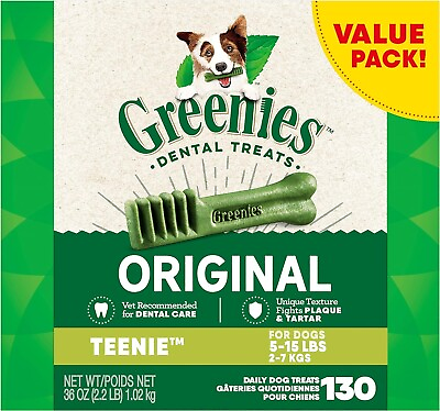 #ad GREENIES Original TEENIE Natural Dog Dental Care Chews 36 oz. Pack 130 Treats $30.19