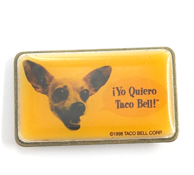 #ad 1998 Yo Quiero Taco Bell Chihuahua Dog Fast Food Restaurants Pin Advertise VTG $23.00