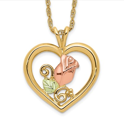 #ad Black Hills Gold 10k Landstrom’s Rose Heart Shaped Pendant Necklace $149.00