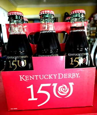#ad Limited Edition 150th Kentucky Derby Coca Cola 6 Pack Glass Bottles UNOPENED $22.00