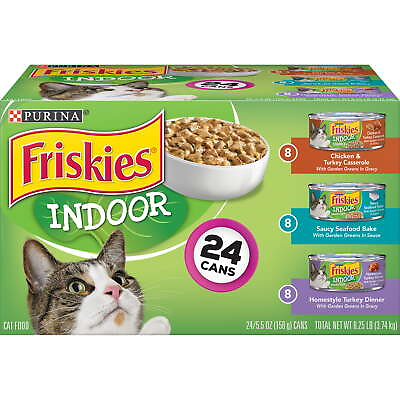 Purina Friskies indoor Wet Cat Food Variety Pack 5.5 oz Cans 24 Pack $18.99