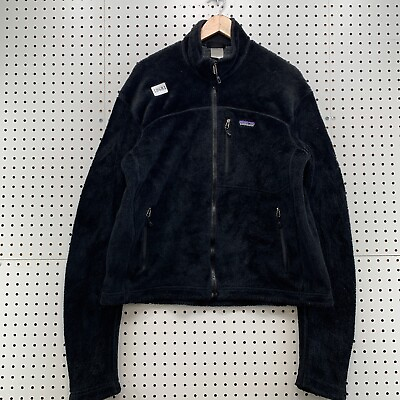 #ad Vintage Patagonia Rhythm Fleece Black Jacket Mens Medium Scrunch Long Sleeve $76.99
