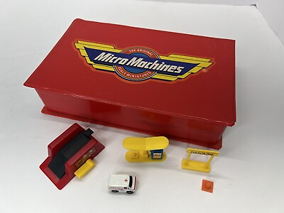 #ad Vintage 1987 Micro Machines Service Station Playset Case Galoob And Accessories $8.95
