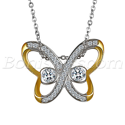 #ad Women#x27;s 925 Sterling Silver CZ Butterfly Pendant Necklace Valentine#x27;s Day Gift $17.99
