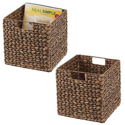 #ad mDesign Natural Woven Hyacinth Cube Organizer Basket with Handles Storage baske $35.99