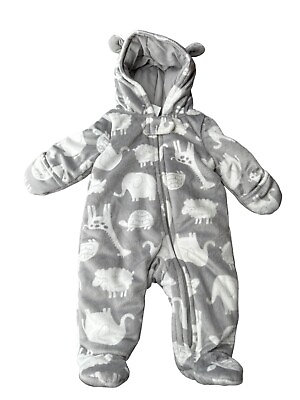 #ad Simply Joys By Carter#x27;s Gray Hooded Animal Print Bunting Size 0 3 Months $12.75