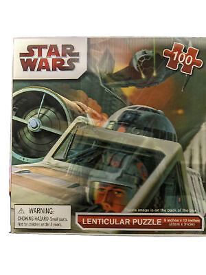 #ad NEW Star Wars X Wing Fighter Luke Skywalker Kids 100 Piece Lenticular Puzzle $4.42