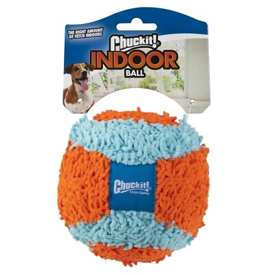 #ad Chuckit Indoor Plush Ball Soft Chennel Dog Toy Orange Blue $16.48