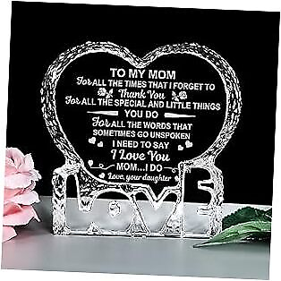#ad Engraved Heart shaped Crystal Gifts For Mom Custom Crystal Mom Daughter $27.76