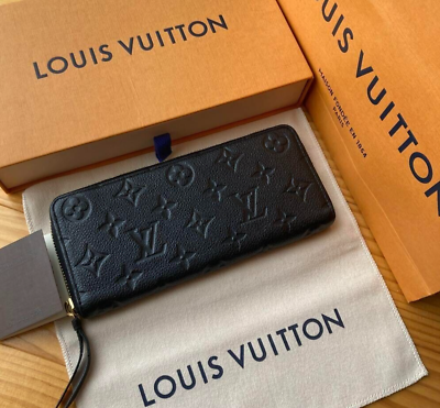 #ad Louis Vuitton Clemence Monogram Empreinte Noir Black Zippy Wallet M60171 F S $488.95