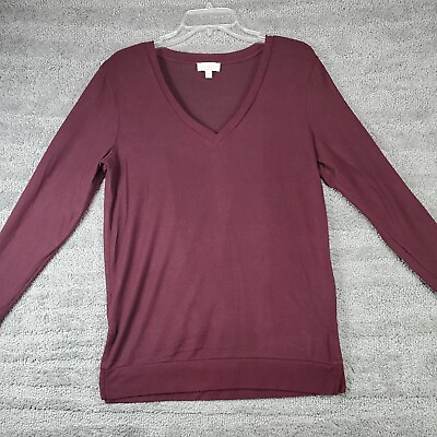 #ad Lucky Brand Womens Small Sweater Pullover Long Sleeve Red V Neck $7.10