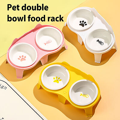 #ad Cat Food And Water Bowl Set Elevated Ceramic Pet Bowl Set Elevated $43.79