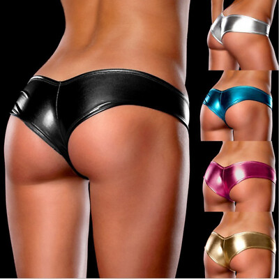 #ad Womens Latex Lingerie Underwear Patent Leather Underpants Low Waist Sexy Briefs C $3.67