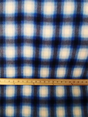 #ad Fleece Printed Fabric Plaid DARK BLUE amp; WHITE Blur 58quot; Wide Sold by Yard $9.90