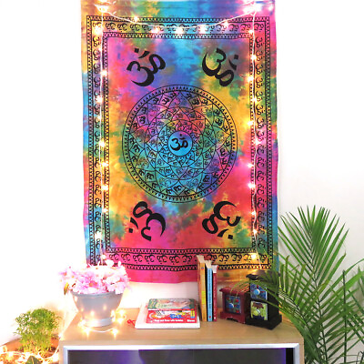 #ad Wall Hanging Tapestry Decor Tie Die Throw Mandala Indian Om Cotton Wall Tapestry $8.99