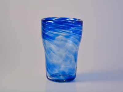 #ad Hand Blown Art Glass Hand Crafted Blue Swirl Excellent Condition $12.00