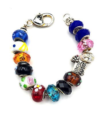 #ad Handcrafted Colorful Bead Bracelet Baby Carriage 8quot; $8.95